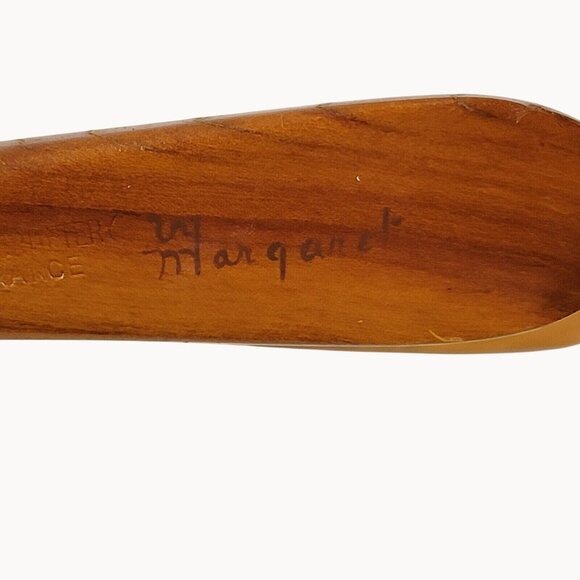 Wood Croftery France Vtg Wooden Spoon and Fork Rustic Brown Hand Painted Floral - Picture 5 of 16